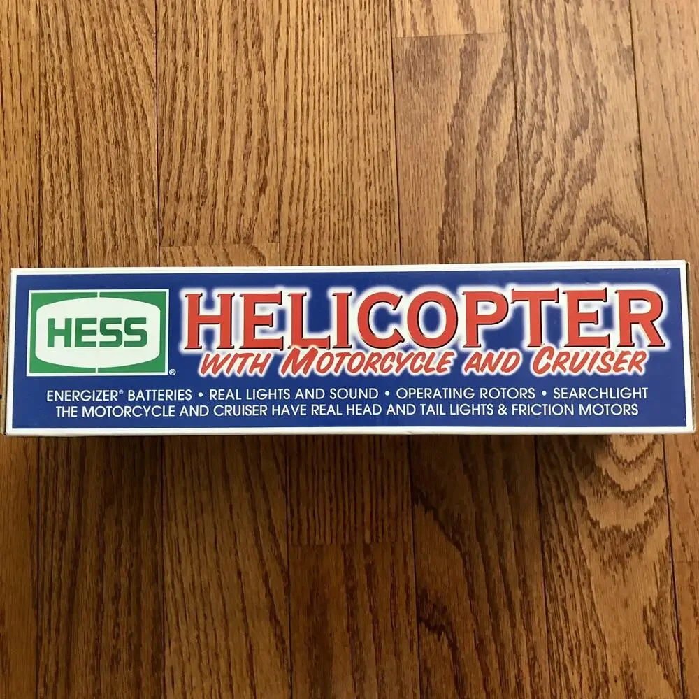 Hess Helicopter with Motorcycle & Cruiser Lights Sound & Rotors Collector’s NWT